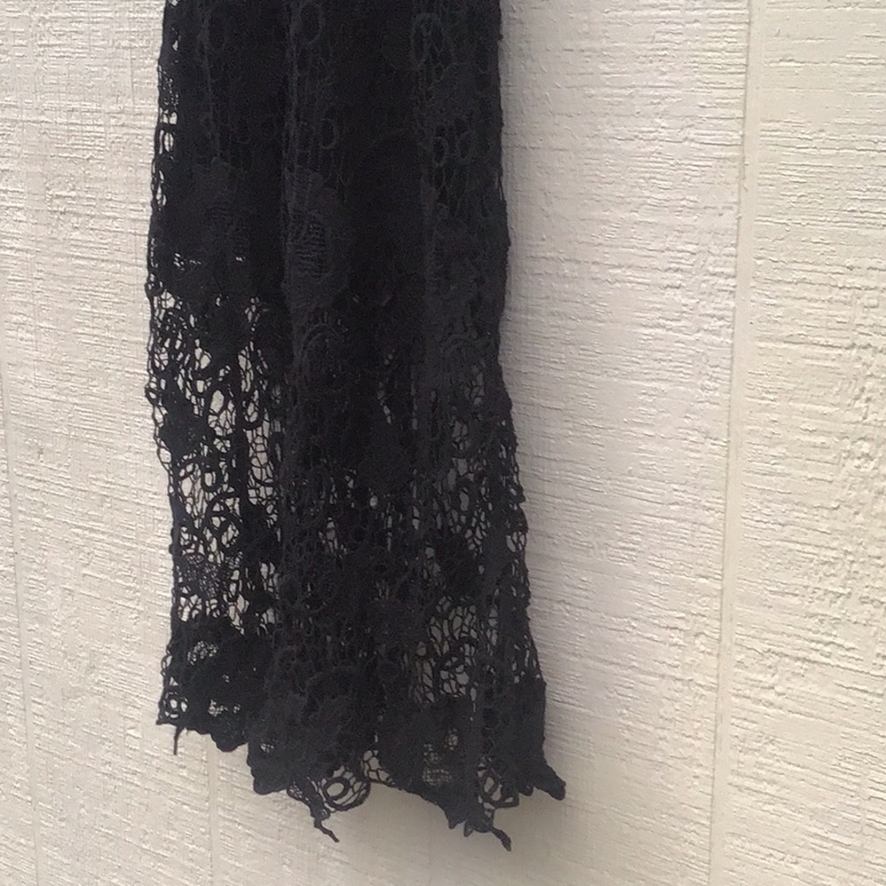Free People Nora Lace overlay crochet knit black midi racerback sleeveless Dress - Picture 10 of 16